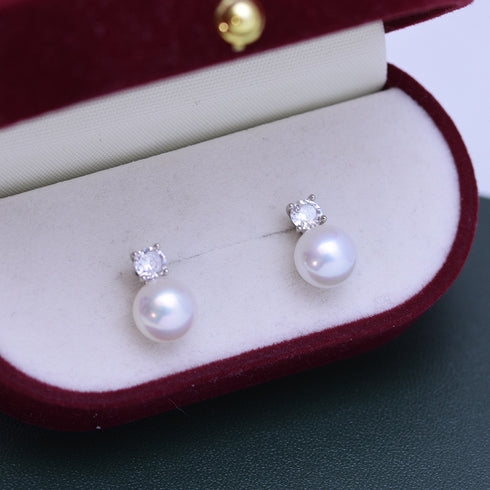 Sasha Button Freshwater Pearl Stud Earrings Different Colors - House Of Pearls